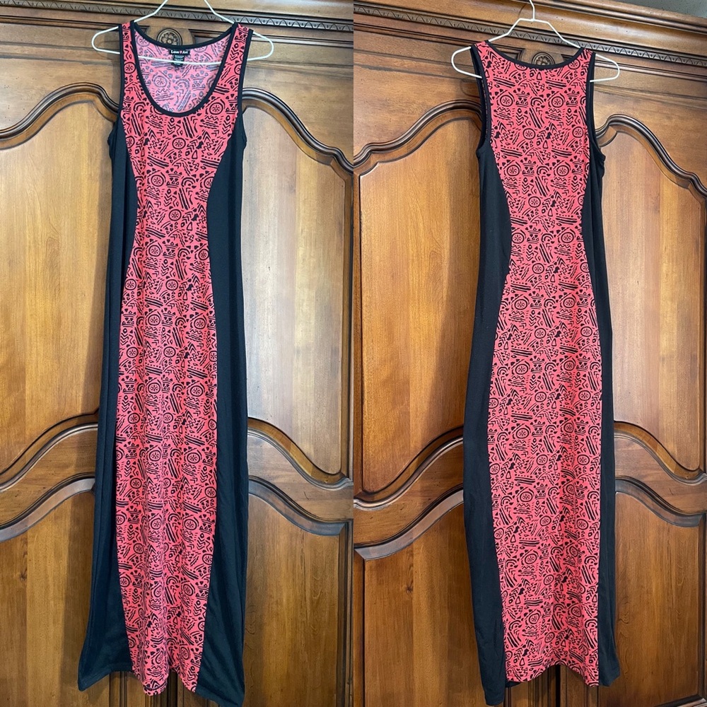 Love Ari Red and Black Sleeveless Maxi Dress